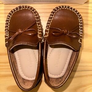 NWT Elephantito Chestnut Brown Leather Kids Moccasins with Bow